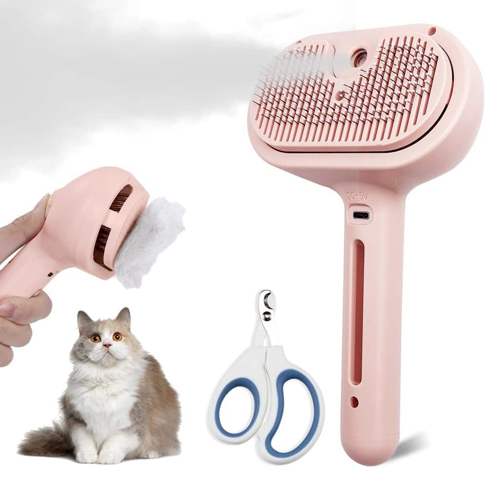 THIRSTY TURTLE - Cat Steam Brush with Cool Mist, Self-Cleaning Pet Brush