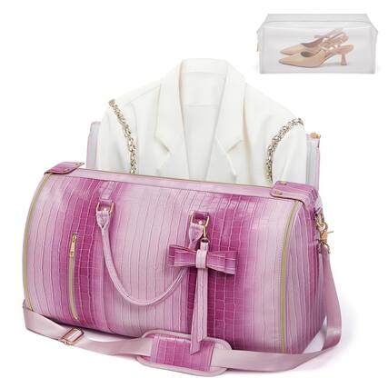 Front. NICHOLAS KLEIN - Garment Bags For Travel Convertible Suit Bag Women Stylish Carry On With Toiletry Pocket Shoulder - Rose-Pink.