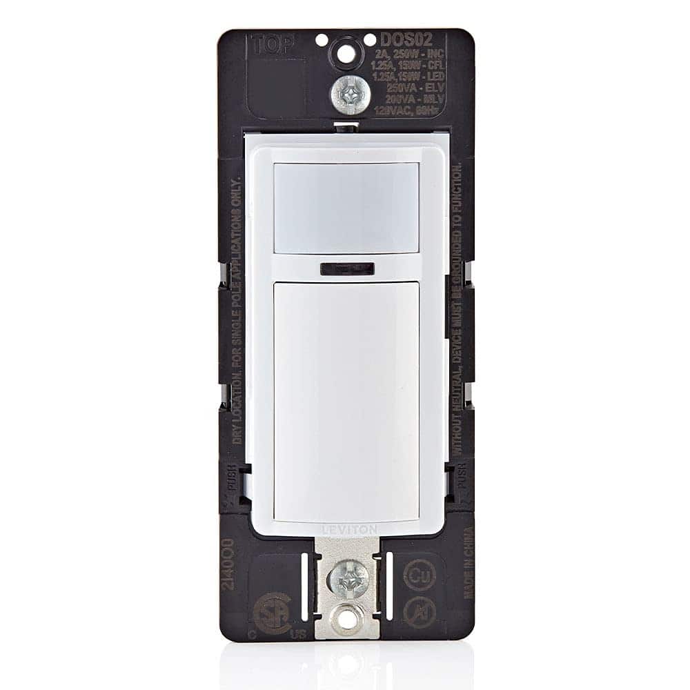 ACJPR - Motion Sensor Light Switch, Motion Activated, Auto-On/Auto-Off or Manual-On, 2A, No Neutral Wire Required, Single Pole - White