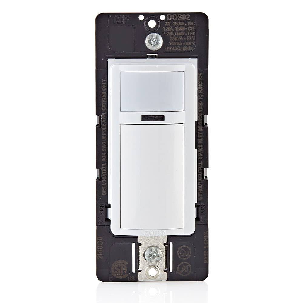 ACJPR - Motion Sensor Light Switch, Motion Activated, Auto-On/Auto-Off or Manual-On, 2A, No Neutral Wire Required, Single Pole - White