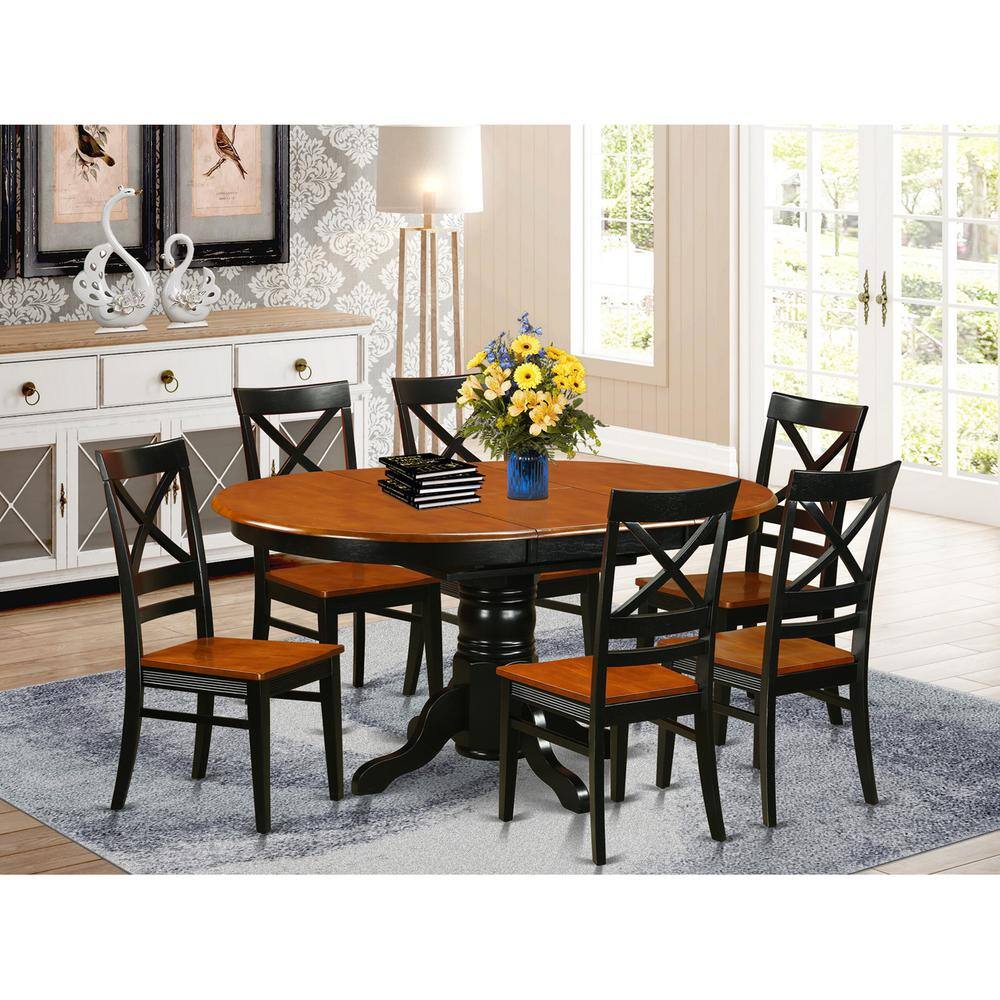 Back. East West Furniture - Dining set - 7 Pcs with 6 Wooden Chairs - Black & Cherry.