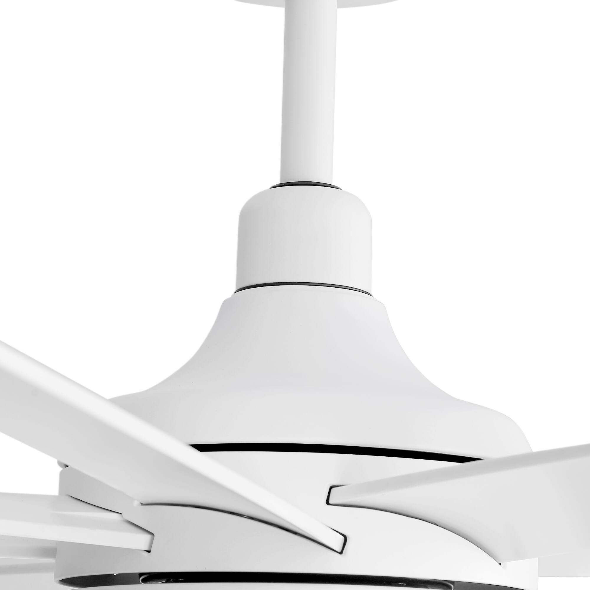 Alt View 8. Breezary - 72" Large Indoor Ceiling Fan with Remote, 8 ABS Blades, 6-Speed DC Motor, Timer, 7''/12''Downrods, Light/No Light Option - Matte White (With Light).