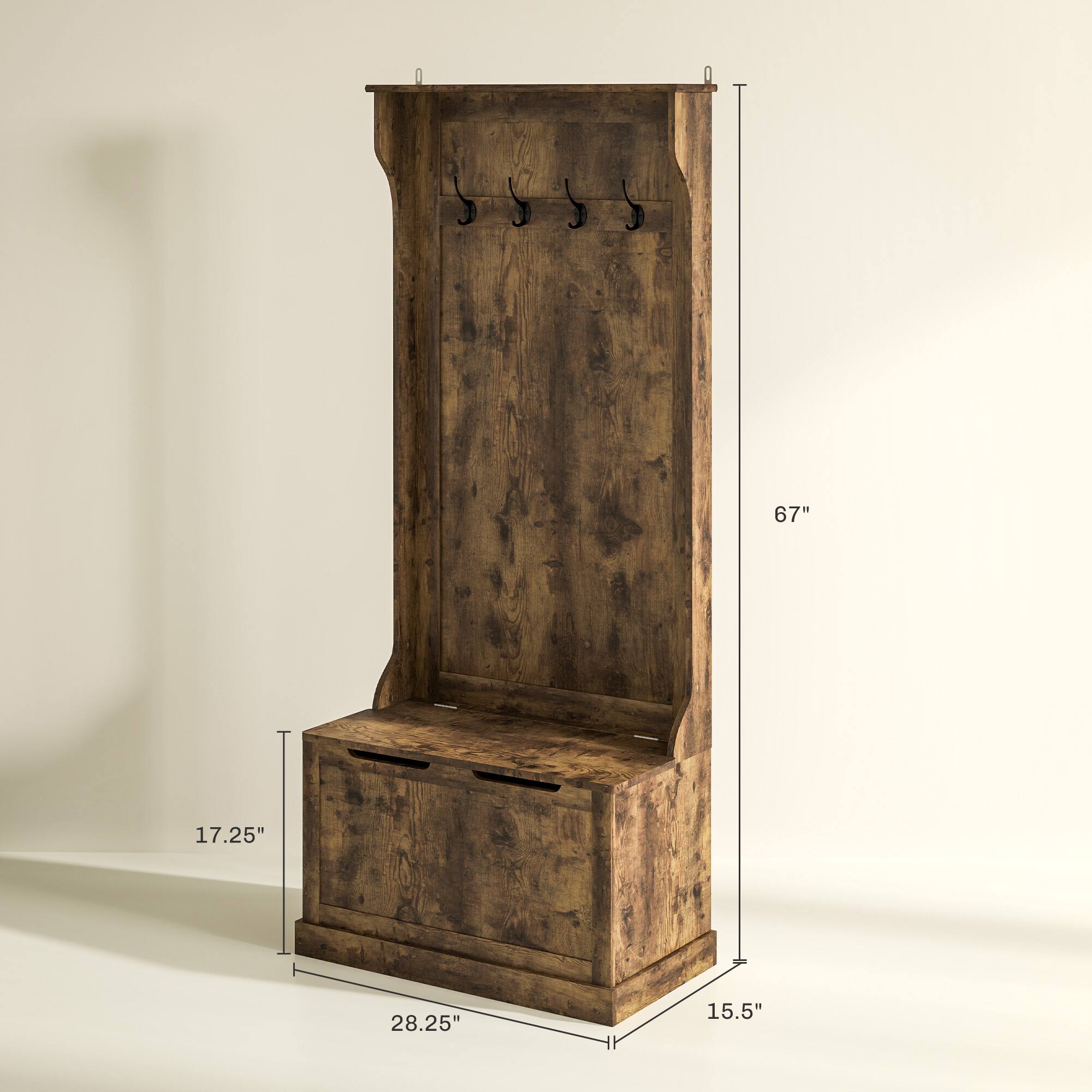 67" - Height
17.25" - Depth
28.25" - Width
15.5" - Thickness