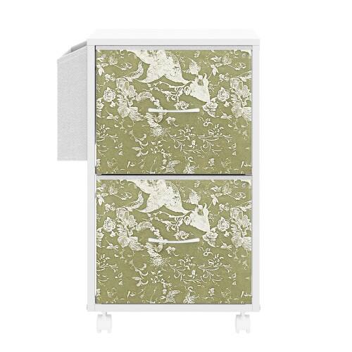 Alt View 2. Winado - Mobile Wood 2-Drawer Rolling Organizer File Cabinet with with 2 Fabric Drawers, Side Bag Under-Desk Storage for Office - White.