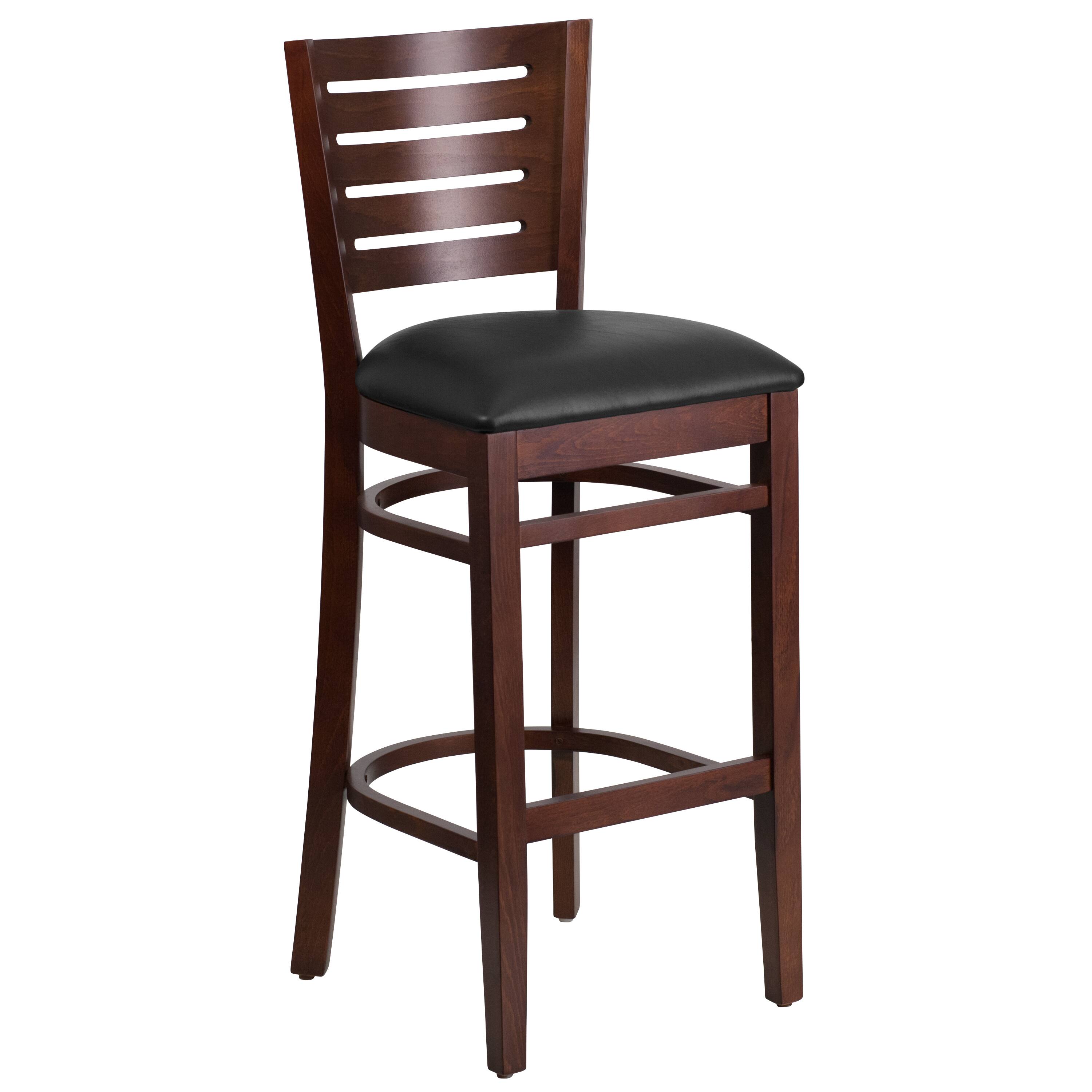 Black Vinyl Seat/Walnut Wood Frame