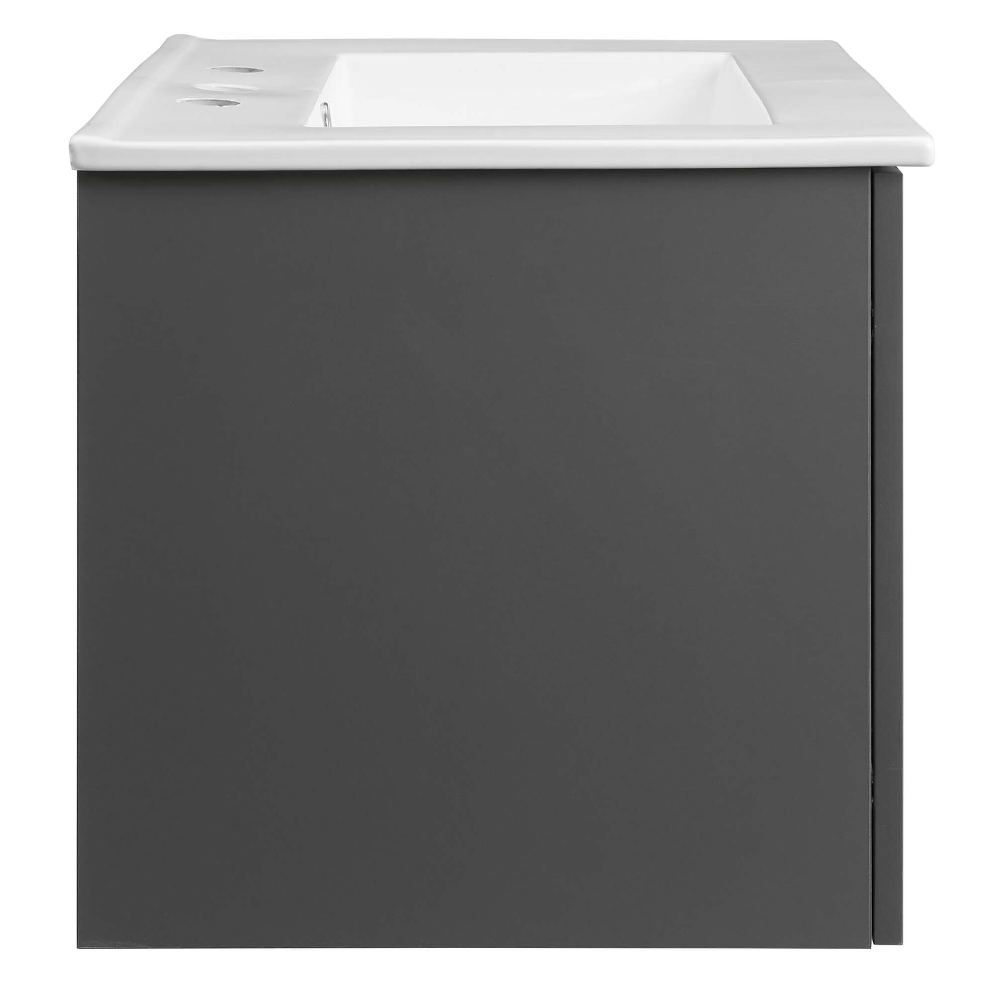 Alt View 1. Modway - Maybelle Wall-Mount Bathroom Vanity Basin Included - Gray White.