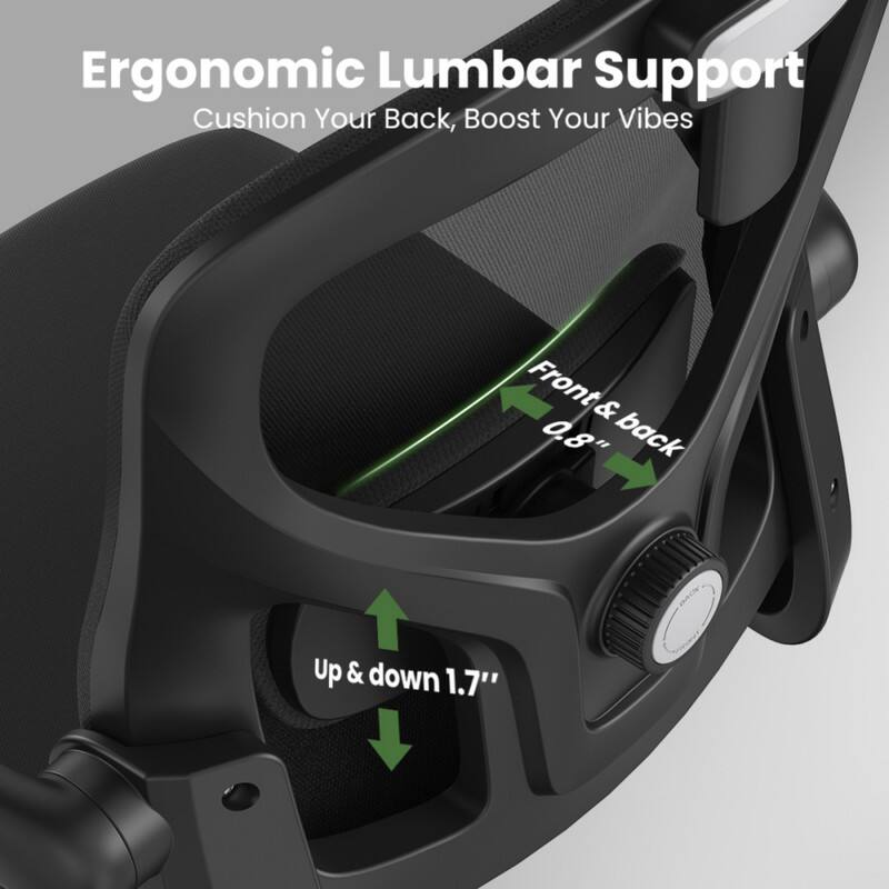Ergonomic Lumbar Support  
Cushion Your Back, Boost Your Vibes  

Front & back 0.8"  
Up & down 1.7"