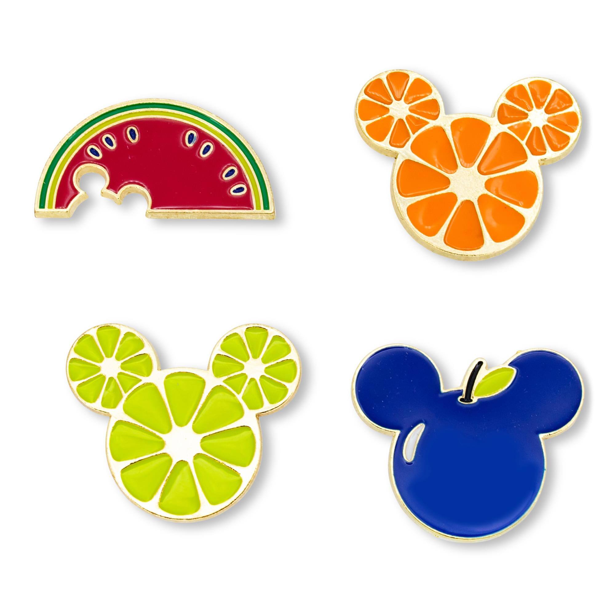 Front. Disney - Disney Mickey Mouse Fresh Fruit 4-Piece Enamel Pin Set - Black.