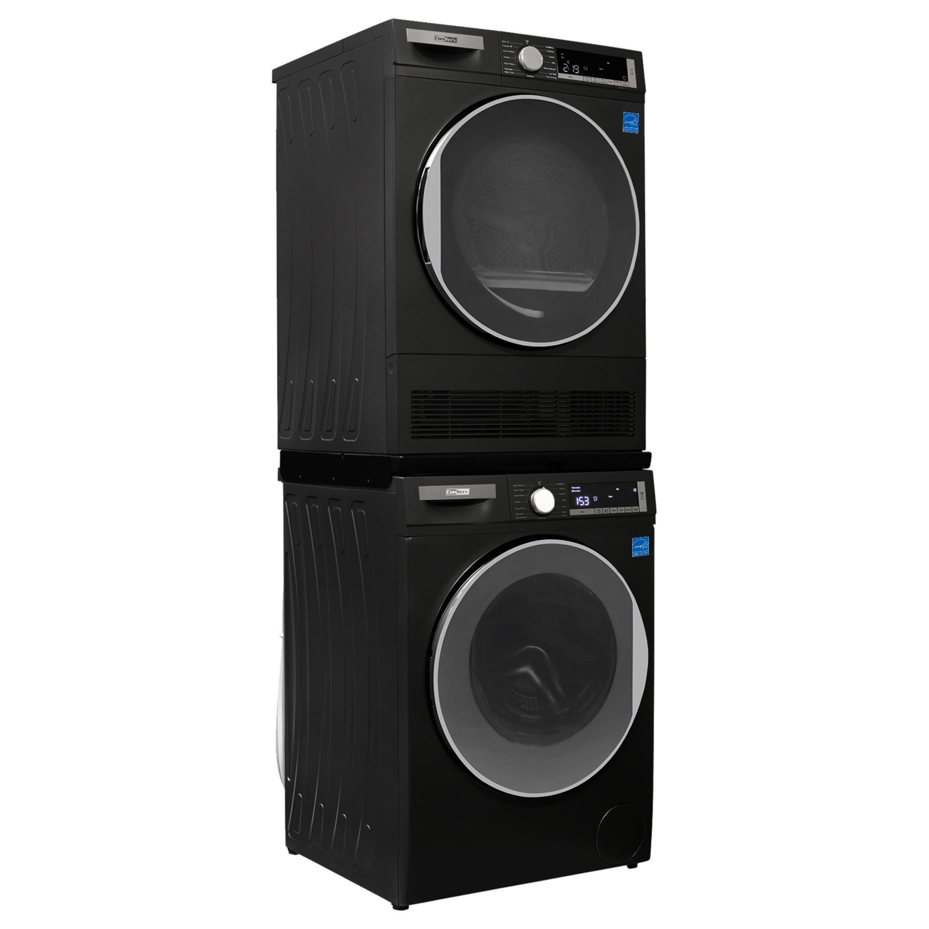 Back. Conserv - Conserv LUXE Energy Star 2.2 cu. ft. Compact Washer 110 V + 4.0 cu. ft. Ventless Electric Dryer Sensor + Pull Shelf 220V - Matte Black.