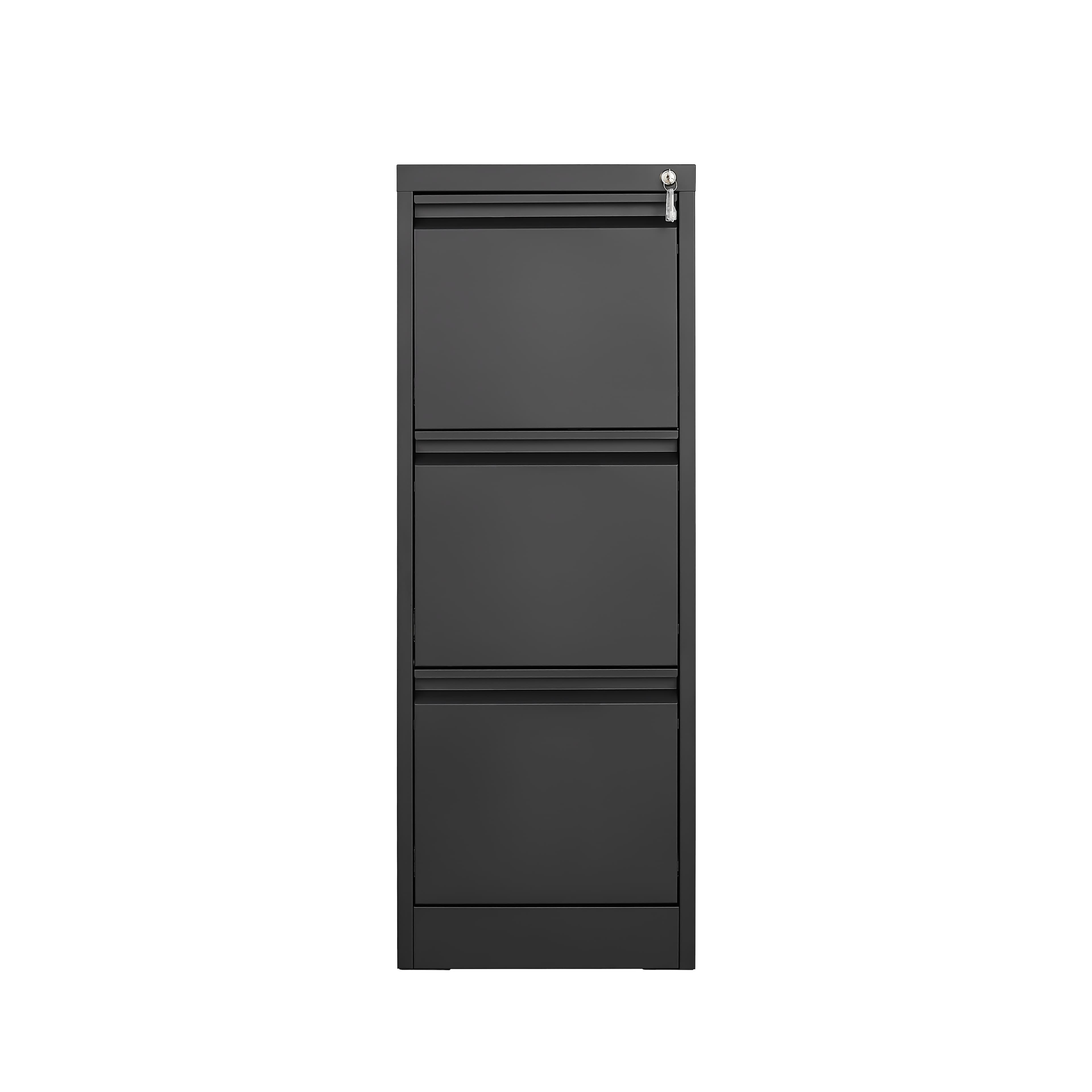 COWLOWN - 3 Drawer Lockable Metal Vertical File Cabinet Black Storage Organizer for Letter A4 Legal Size Files Home Office Use