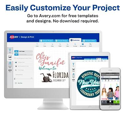 Easily Customize Your Project  
Go to Avery.com for free templates and designs. No download required.

AVERY | Design & Print

Chris & Jennifer  
Welcome to  
FLORIDA  
DECEMBER 10TH

ATHLETIC DEPT  
BROOKLYN  
New York  
LEGENDARY TEAM