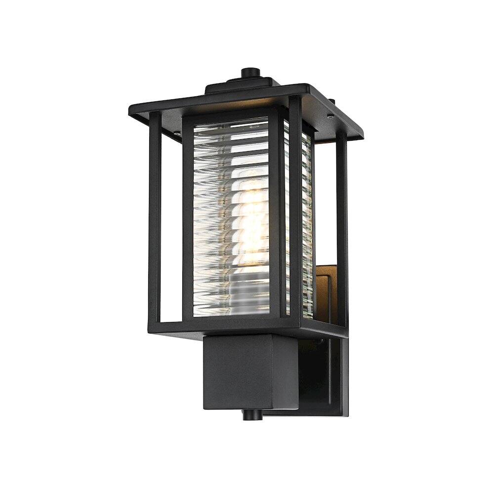Left. Elegant Lighting - Bouvier 7 inch Outdoor Pendant in Black - Black.