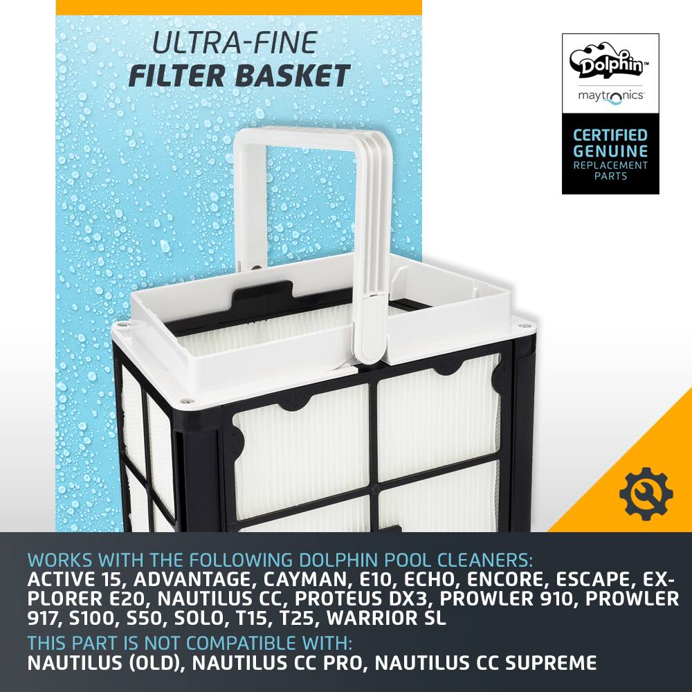 Panier Filtre Dolphin 9991460 - Avec 4 Cartouches Ultra Fines