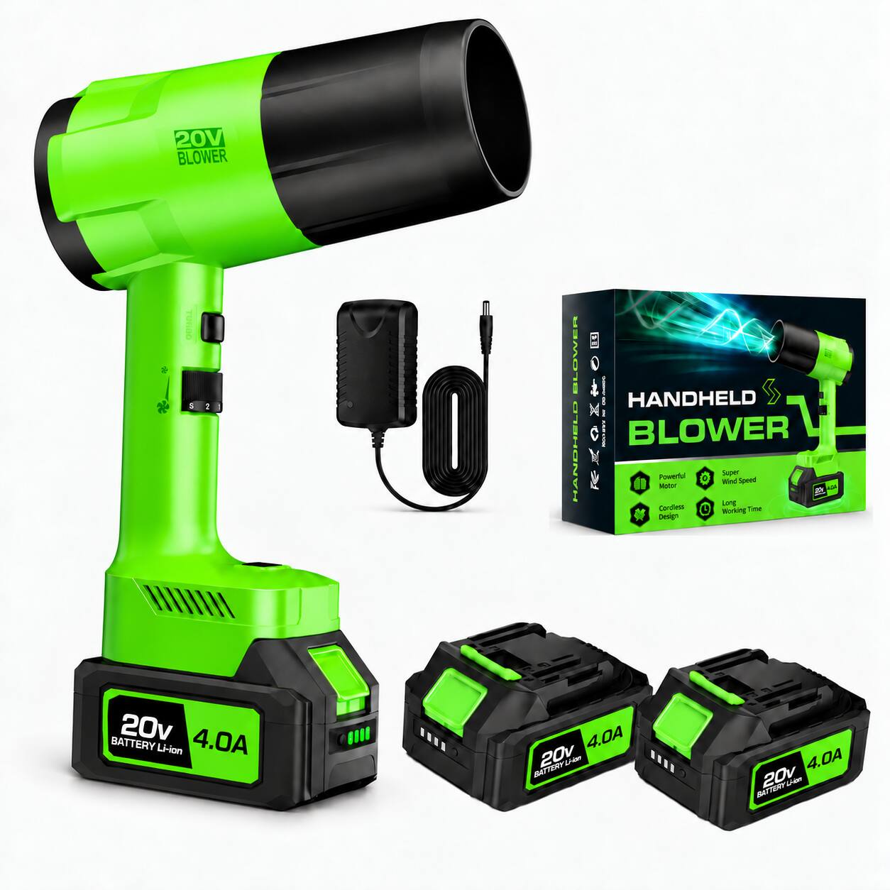 20V BLOWER  
TUNGO S  
2  
BLOWER  
HANDHELD  
HANDHELD  
MESTER  
BLOWER  
Super Powerful Wind Speed Motor  
Long Cordless Working Time Design  
20v 4.0A BATTERY Li-ion  
4.0A BATTERY 20v  
4.0A BATTERY 20v