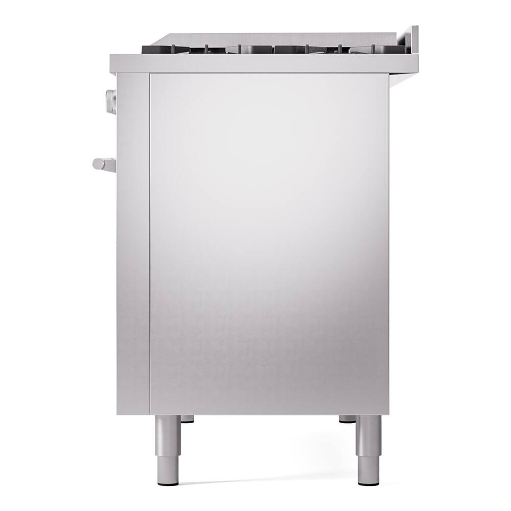 Alt View 9. ILVE - ILVE Professional Plus II Series 48 in. Dual Fuel Range with 8 Sealed Burners + Griddle (Natural Gas, Satin Trim) - Stainless Steel.