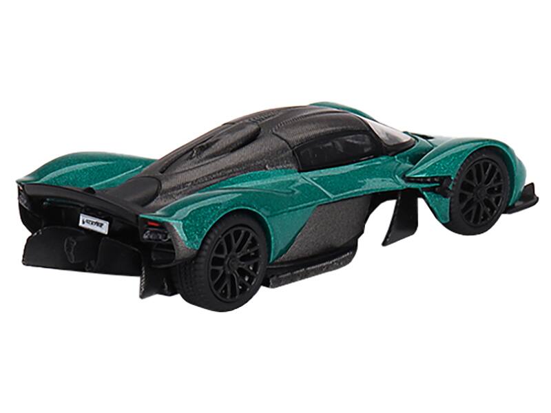 Left. Mini GT - Aston Martin Valkyrie Racing Green Metallic Limited Edition to 3960 pieces Worldwide 1/64 Diecast Model Car by Mini GT - Green Metallic.