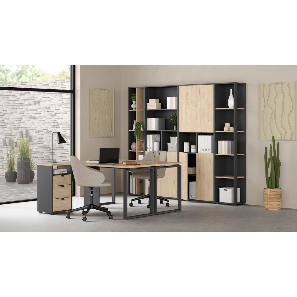Left. Tvilum - Sign 3 Drawer Mobile Cabinet, Matte Grey/Jackson Hickory - Gray.