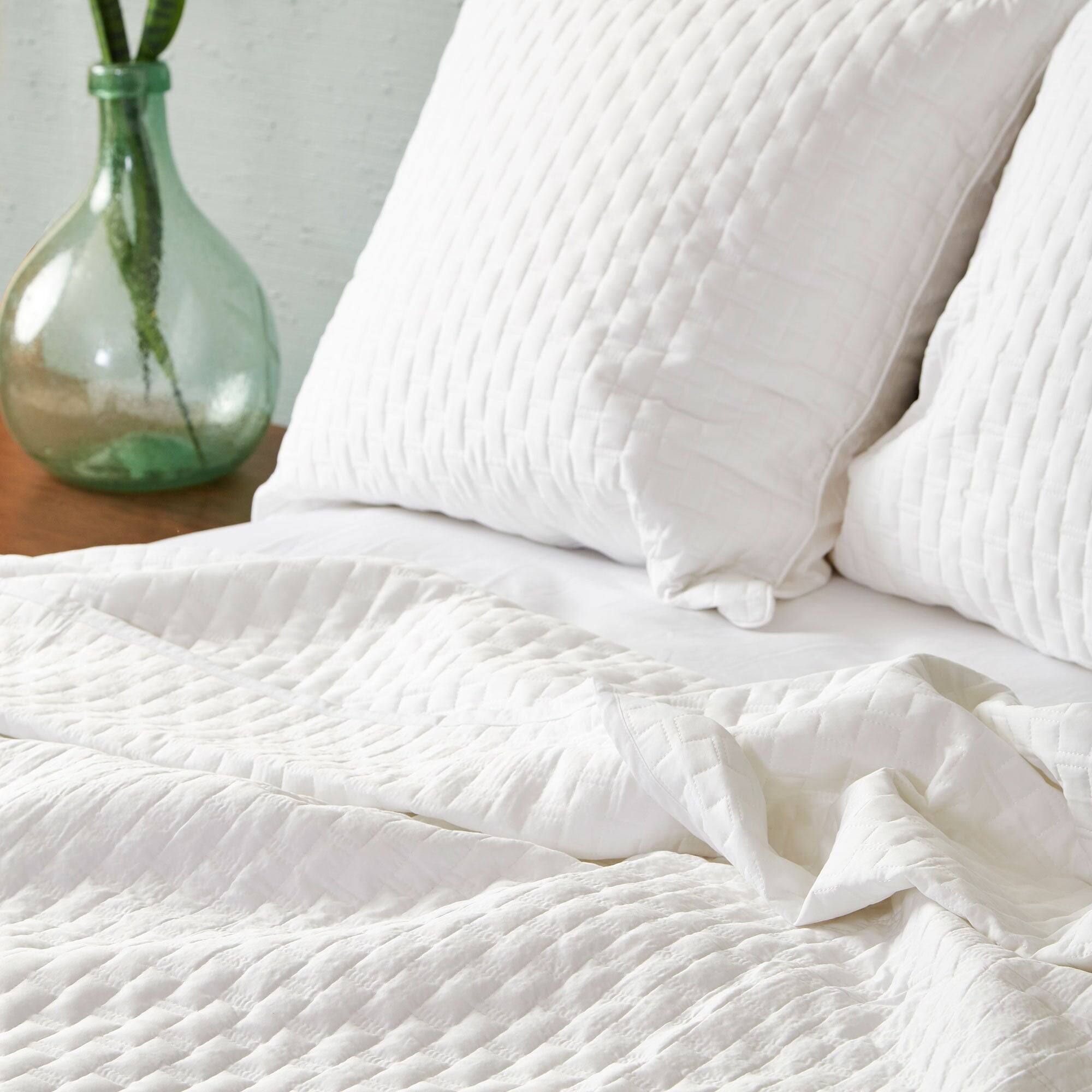 Alt View 3. BedVoyage - Luxury 100% viscose from Bamboo Quilted Brick Coverlet - White.