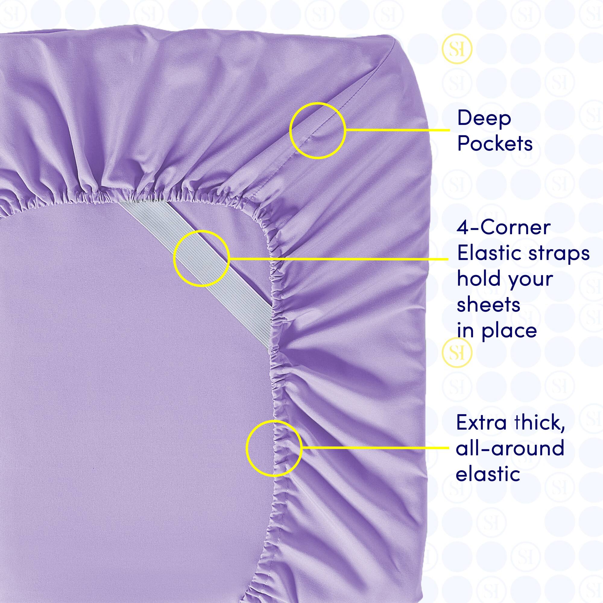 - Deep Pockets
- 4-Corner Elastic straps hold your sheets in place
- Extra thick, all-around elastic
