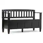 Front. Simpli Home - Brooklyn Entryway Storage Bench - Black.