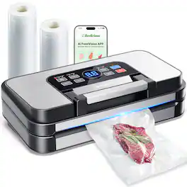 Beelicous - 95Kpa Powerful Precision Pro Vacuum Sealer with Double Heat Seal & Double Pump - Blue