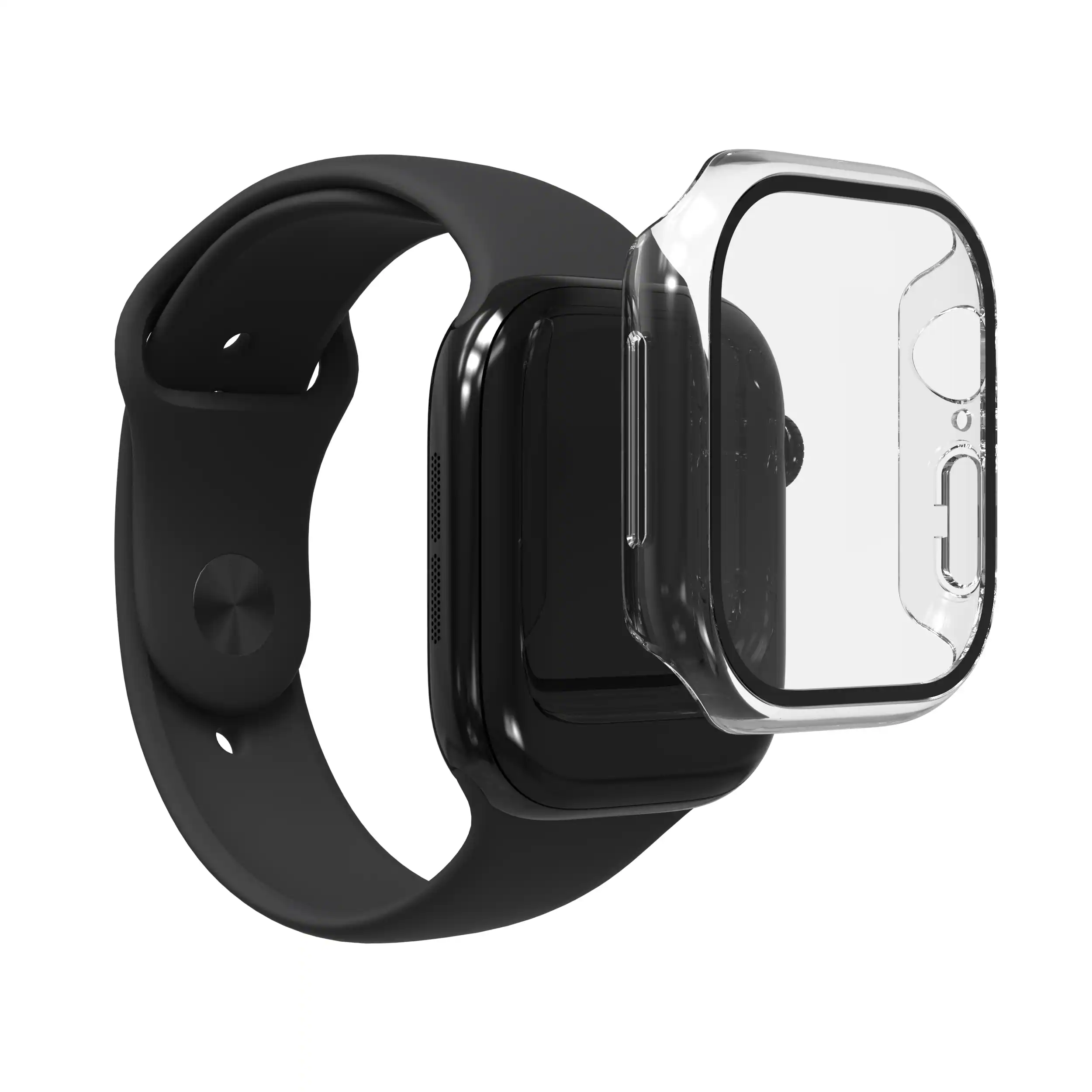 ZAGG - InvisibleShield Glass Elite 360 Integrated Bumper + Screen Protection for Apple Watch Series 11/10 Small - Clear