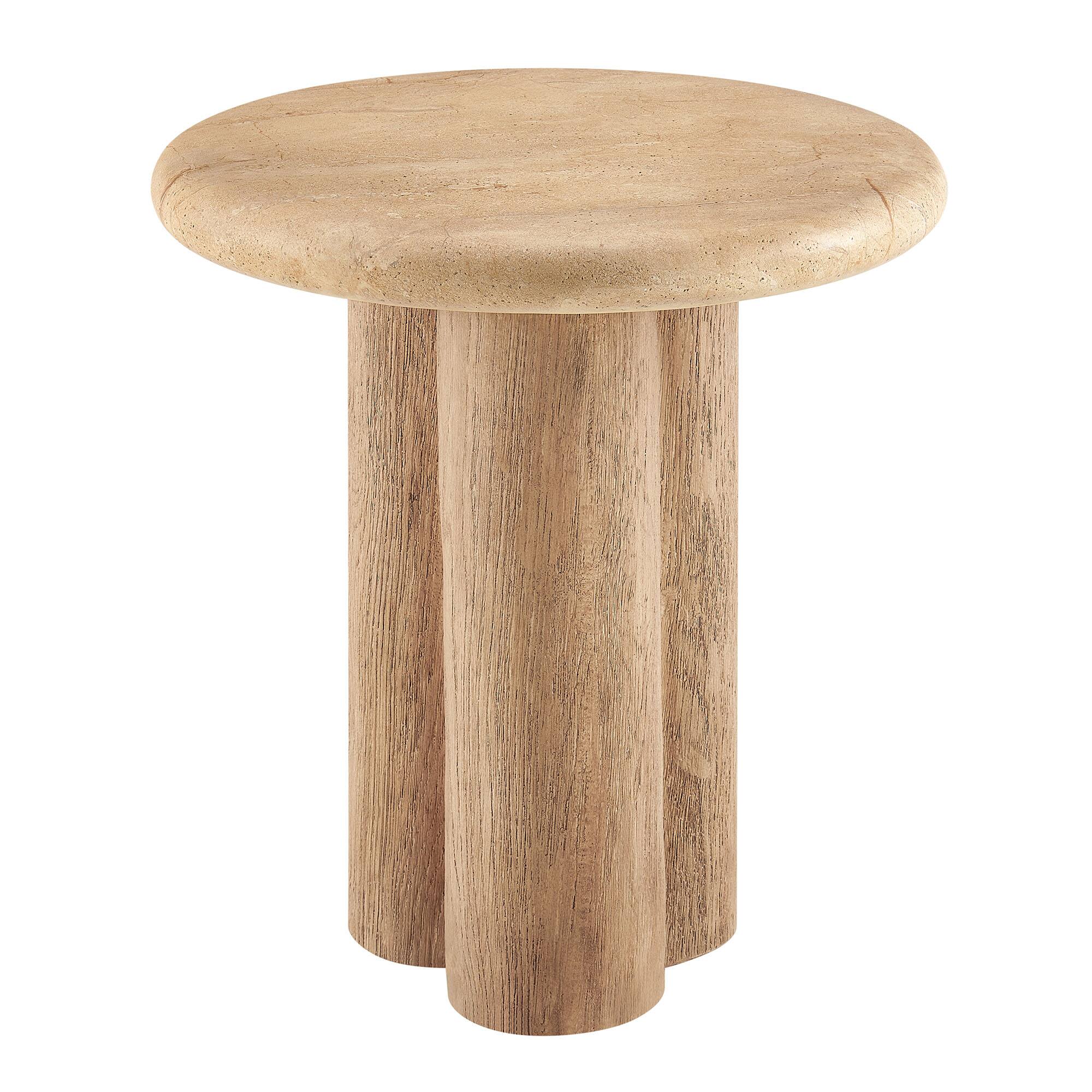 Angle. Modway - Tori 20 Inch Round Indoor and Outdoor Side Table by Modway - Travertine.