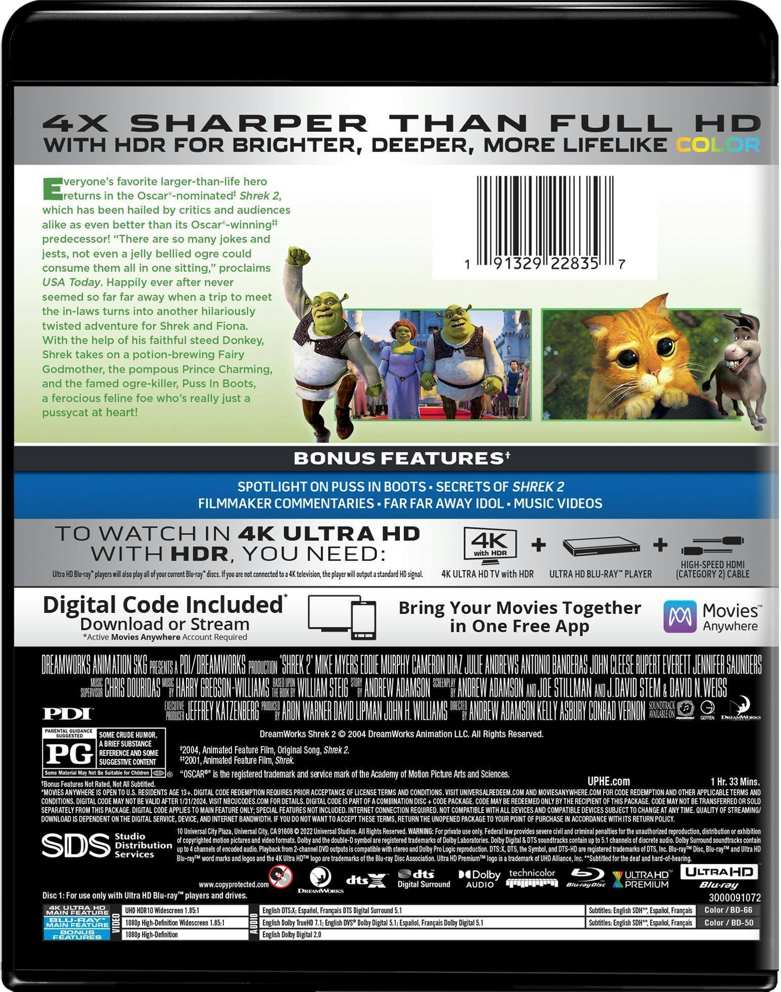 Back. Shrek 2   - 4K Blu-Ray.