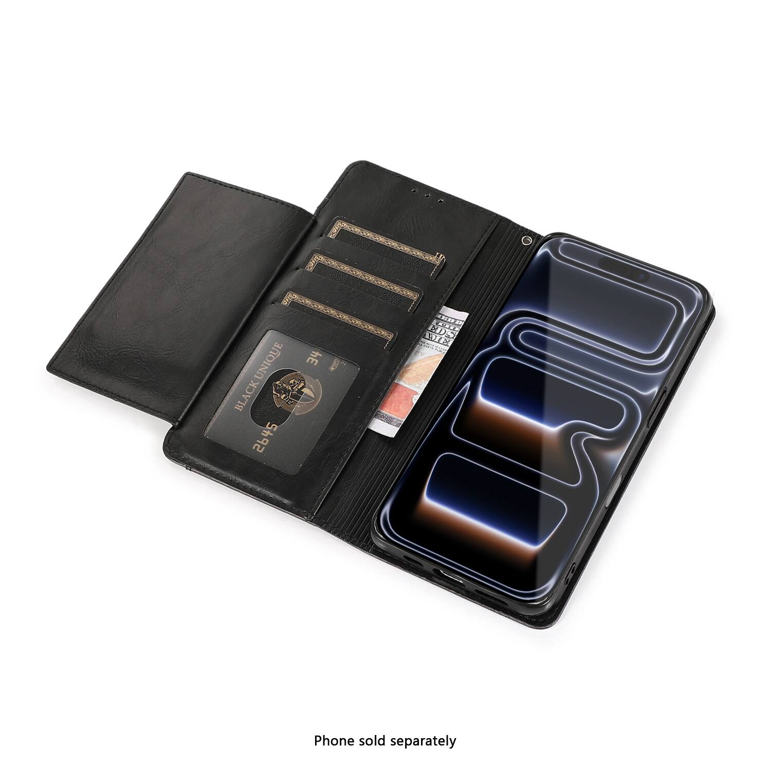 A UNIQUE ILLUMINATED BLACK LEATHER WALLET  
2645  
Phone sold separately