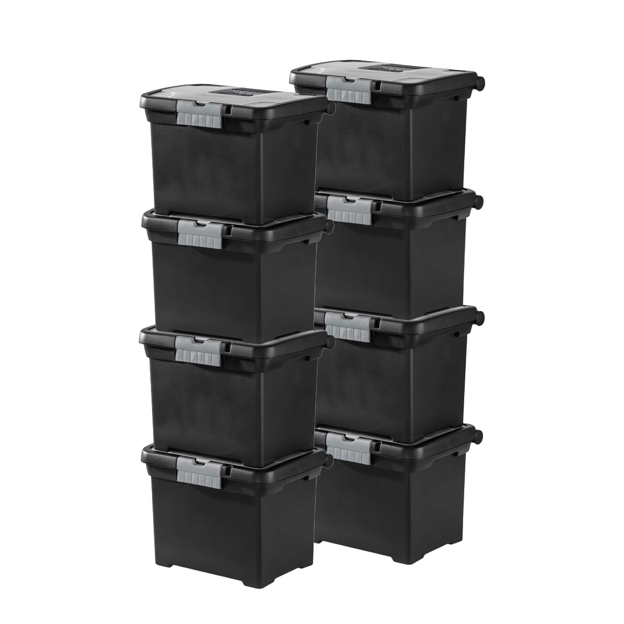 Sterilite - Portable Lockable File Box Organizer with Handle (8 Pack) - Black