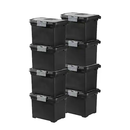 Front. Sterilite - Sterilite Portable Lockable File Box Organizer with Handle (8 Pack) - Black.