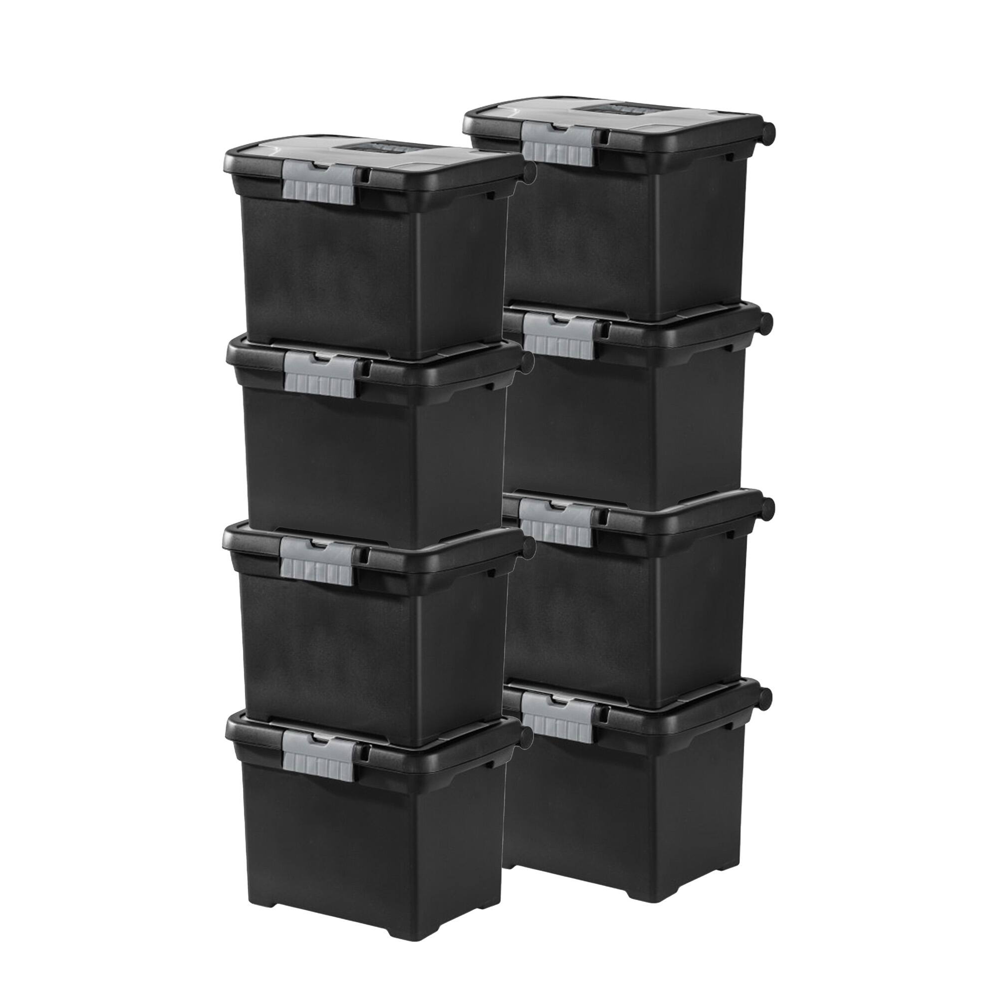 Front. Sterilite - Sterilite Portable Lockable File Box Organizer with Handle (8 Pack) - Black.