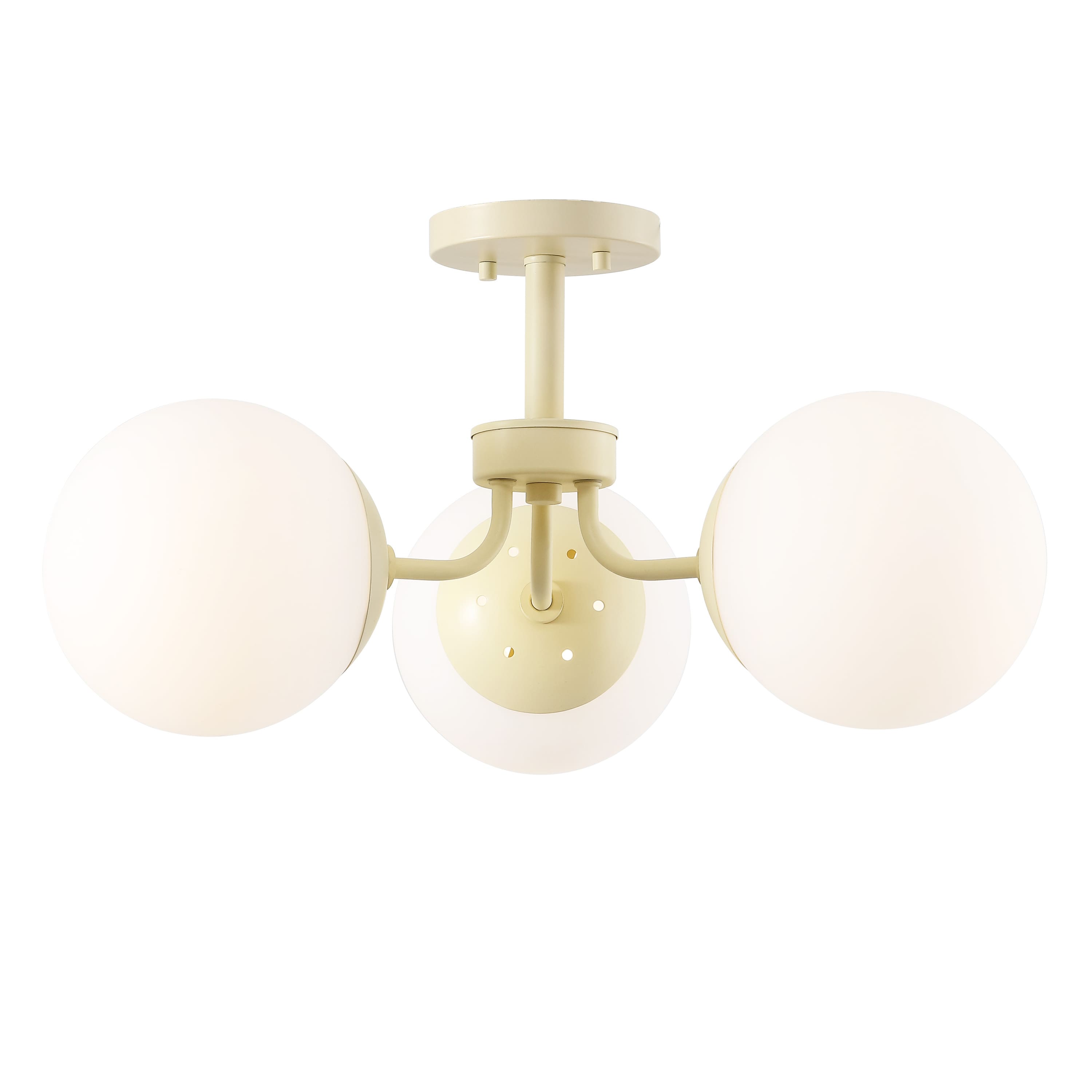 "Jonathan Y - Olivier 23.5"" 3-Light Bohemian Farmhouse Iron/Frosted Glass LED Semi Flush Mount - Beige" price history on PriceWatchPro