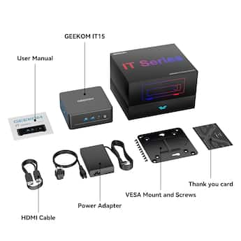 GEEKOM IT15 AI Mini PC, 15th Gen Core Ultra 9 285H, 32GB DDR5 RAM& GEEKOM IT15 AI Mini PC, 15th Gen Core Ultra 9 285H, 32GB DDR5 RAM&
