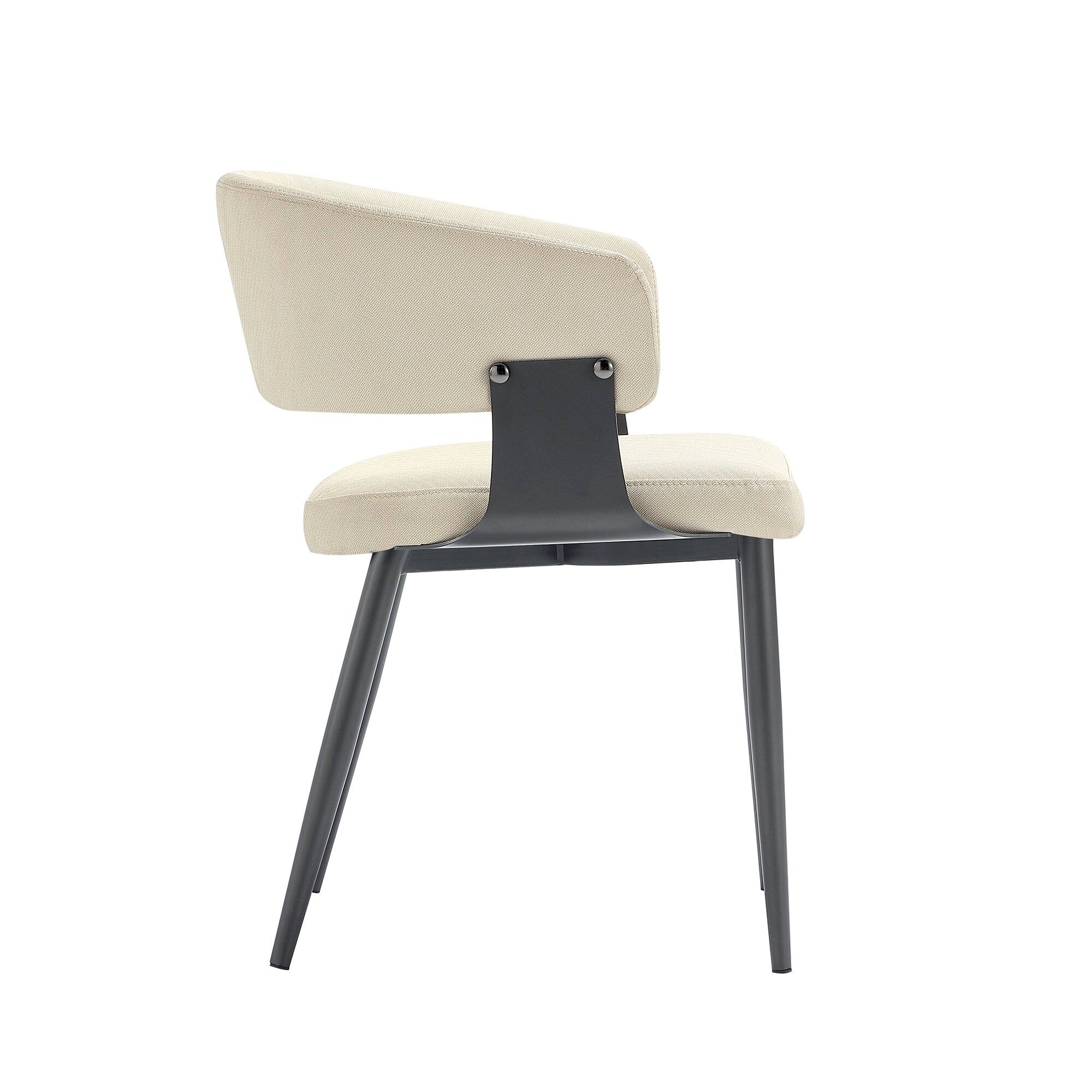 Alt View 3. Manhattan Comfort - Luce Modern Metal Textured Vegan Leather Dining Chair - Set of 2 - Sand.