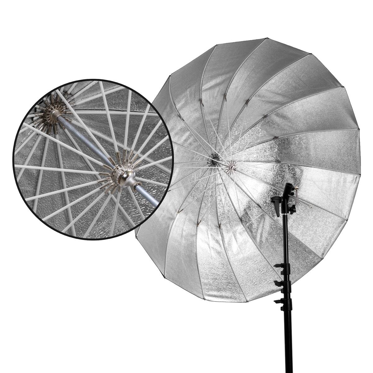 Alt View 4. Glow - Glow Easy Lock Large Deep Beaded Silver Fiberglass Umbrella (51").