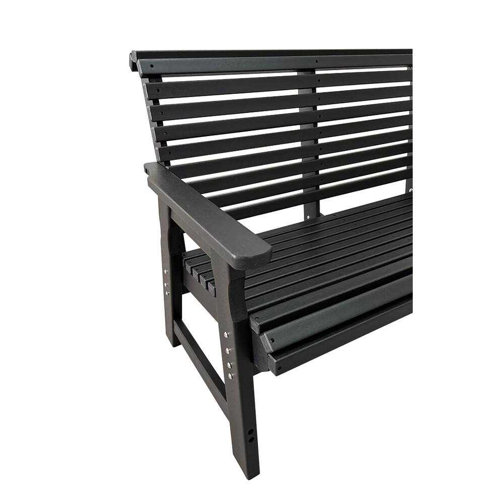 Alt View 8. Fortune Candy - Poly Lumber Outdoor Bench, HDPE All-Weather Bench, Never Rots or Fades, for Patio, Porch, and Garden (2-Seater, Black) - Black.