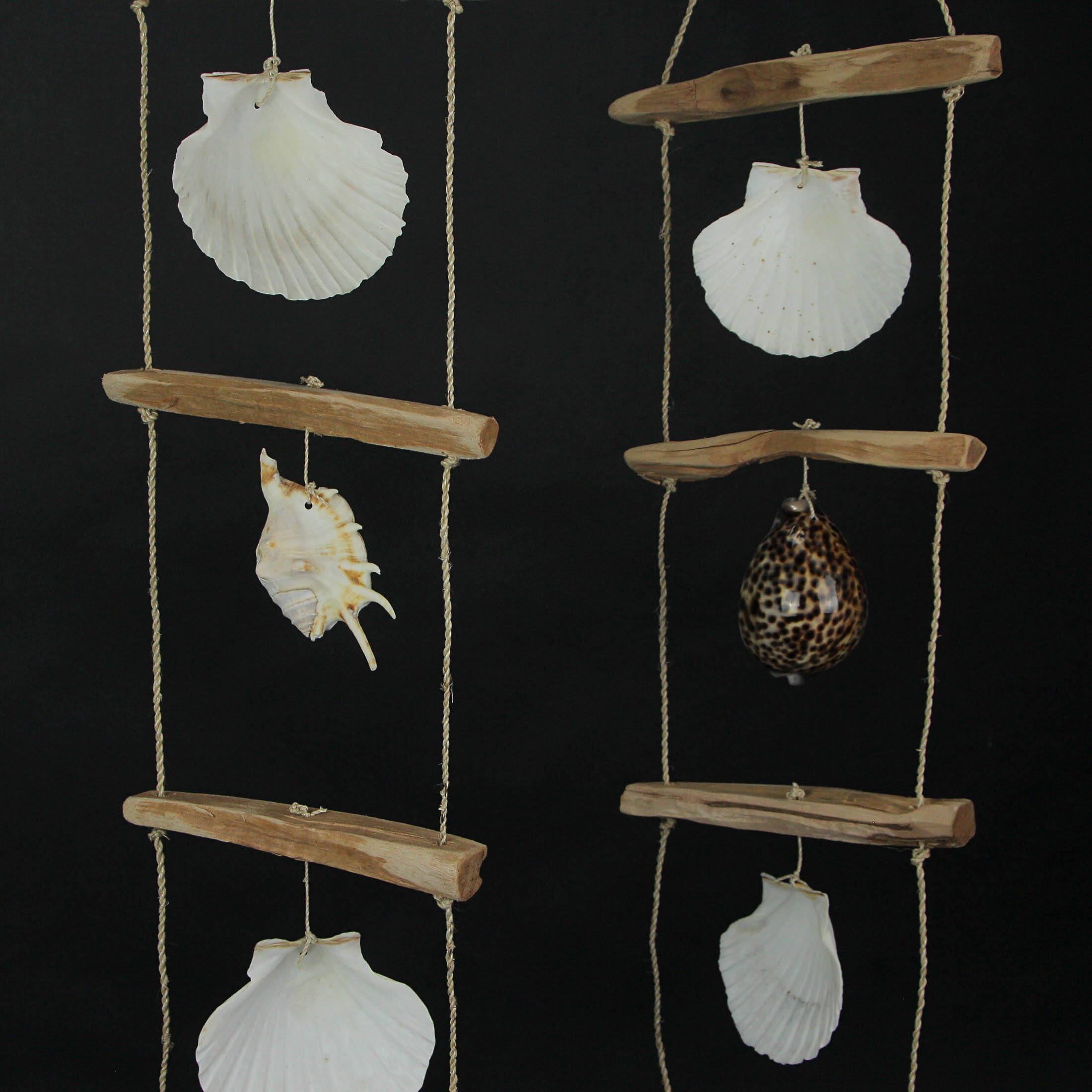 Alt View 2. J.D. Yeatts - Scallop Sea Shell Driftwood Ladder Hanging Nautical Sculpture Beach Home Decor Nautical - Natural.