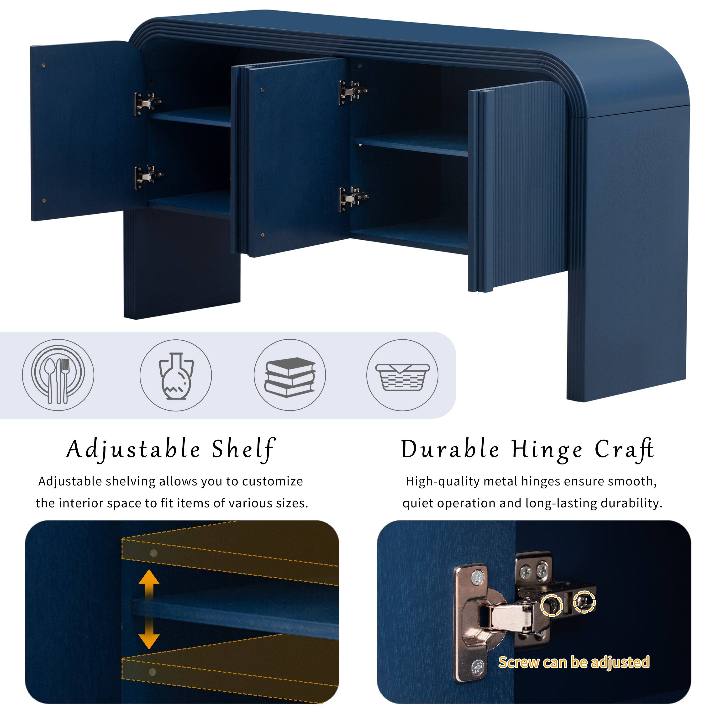 Adjustable Shelf  
Adjustable shelving allows you to customize the interior space to fit items of various sizes.

Durable Hinge Craft  
High-quality metal hinges ensure smooth, quiet operation and long-lasting durability.  
Screw can be adjusted