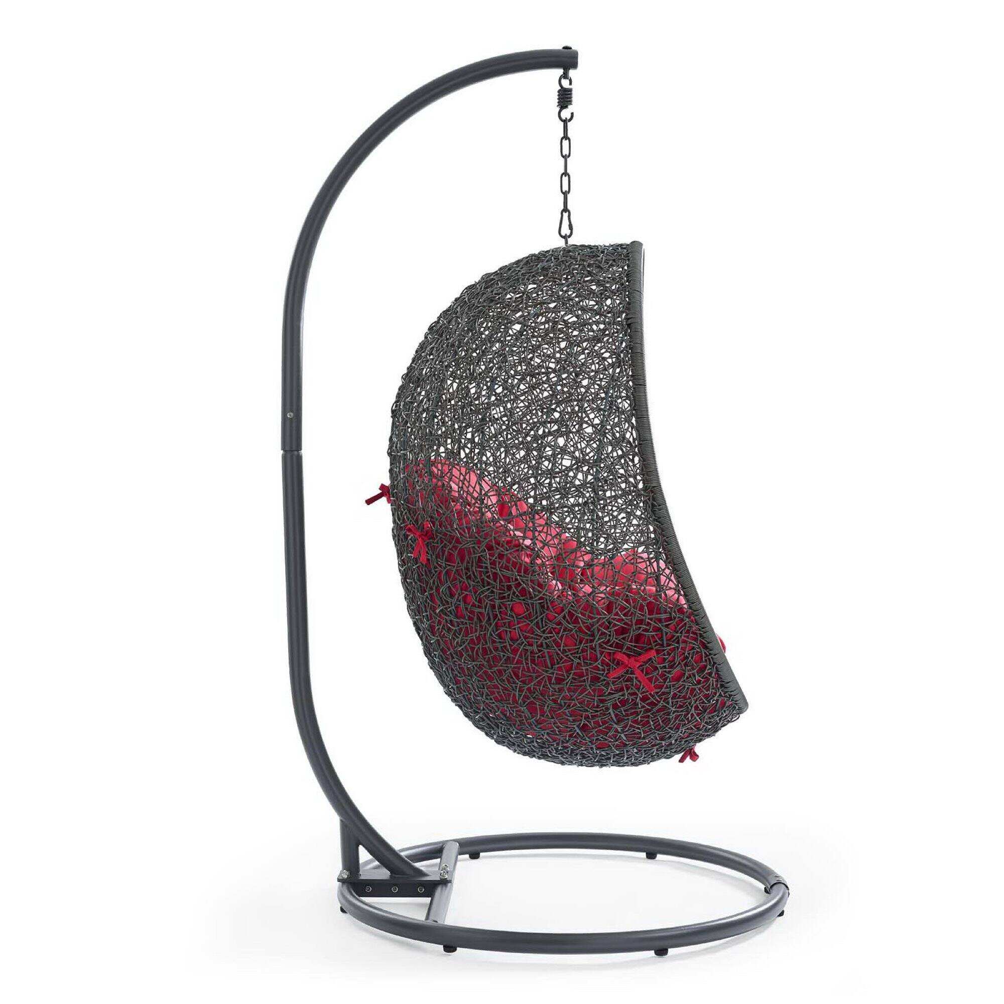 Angle. Modway - Hide Outdoor Patio Swing Chair With Stand by Modway - Gray Red.