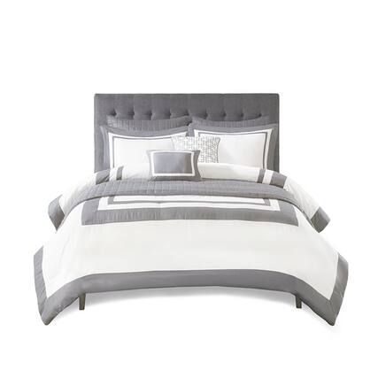 Front. Gracie Mills - Gracie Mills Isiah 8-Piece Soft Brushed Microfiber Comforter and Quilt Set - Grey.
