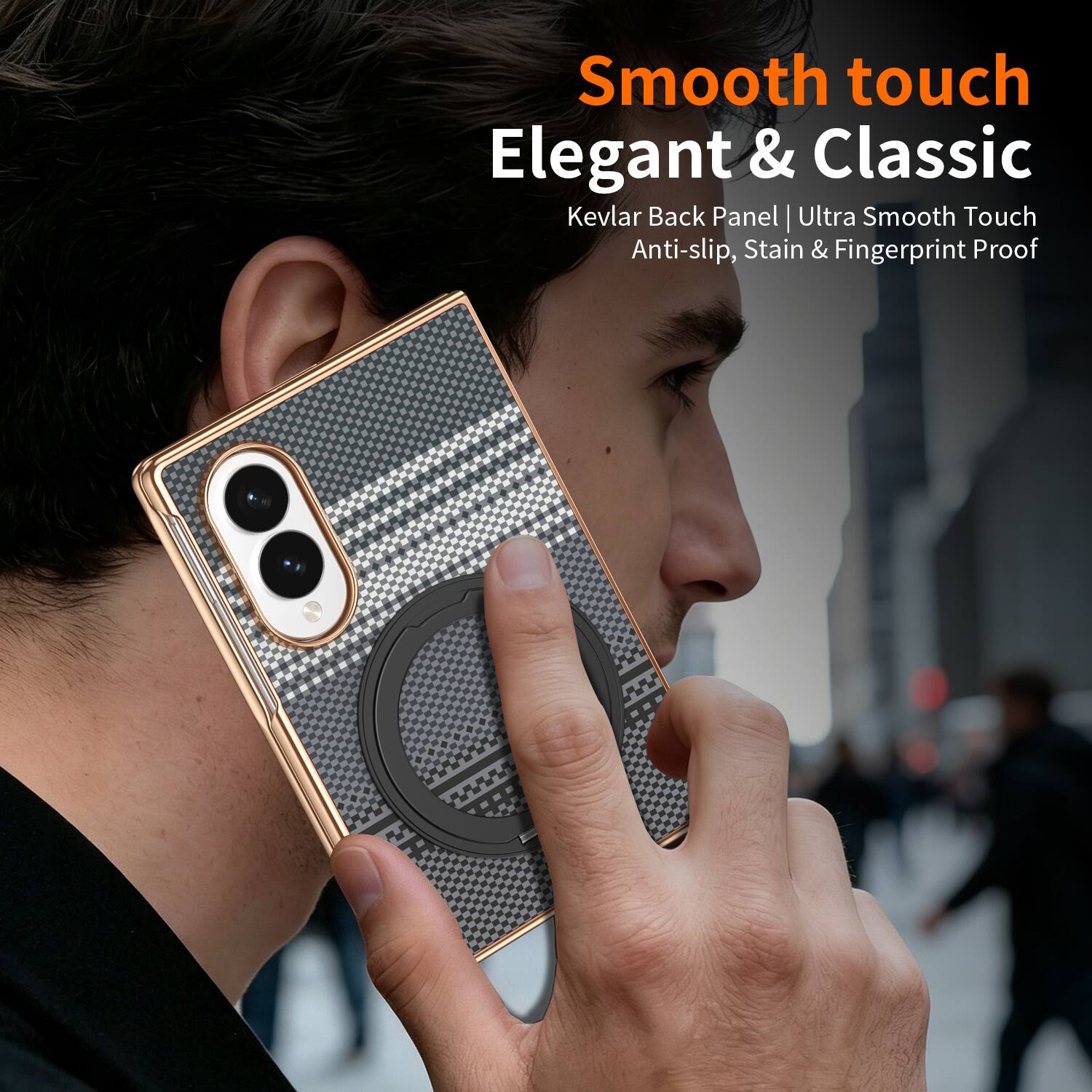 Smooth touch Elegant & Classic Kevlar Back Panel | Ultra Smooth Touch Anti-slip, Stain & Fingerprint Proof