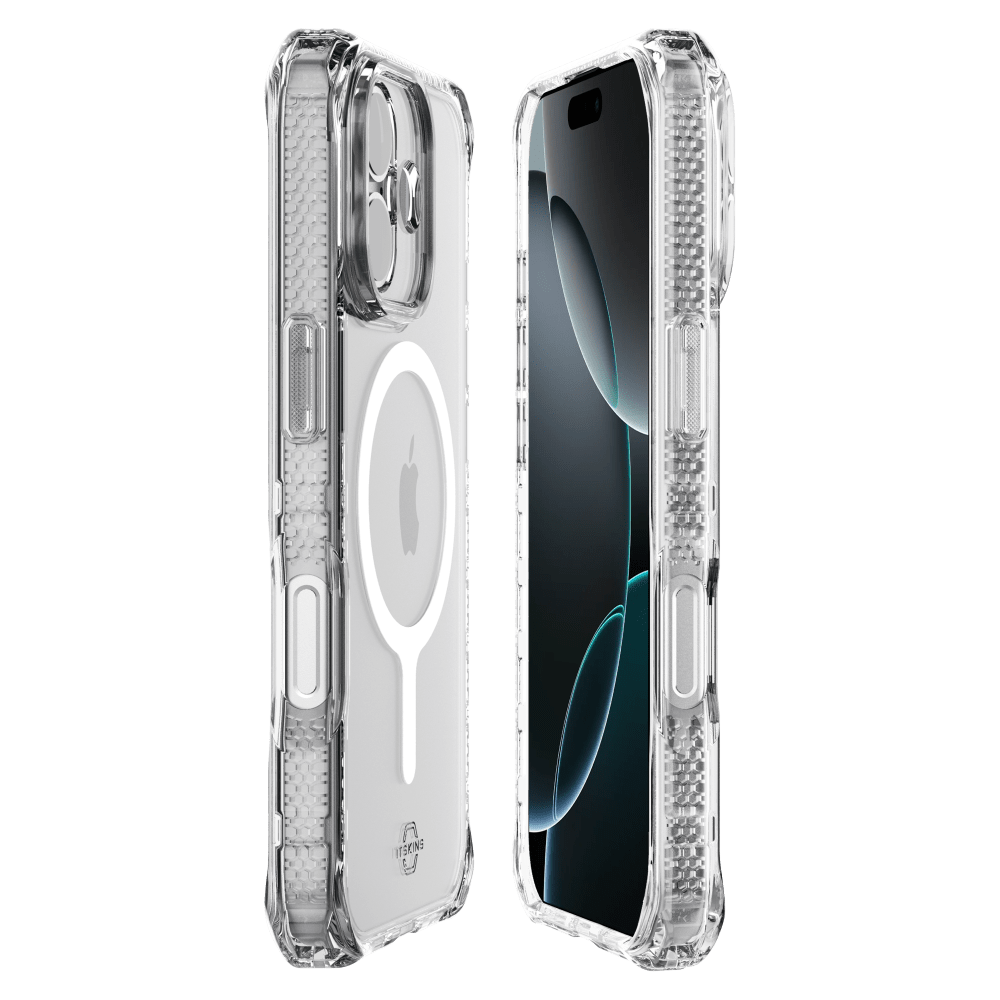 Alt View 1. Itskins - HYBRID R // CLEAR MagSafe Case for Apple iPhone 17 - Clear.