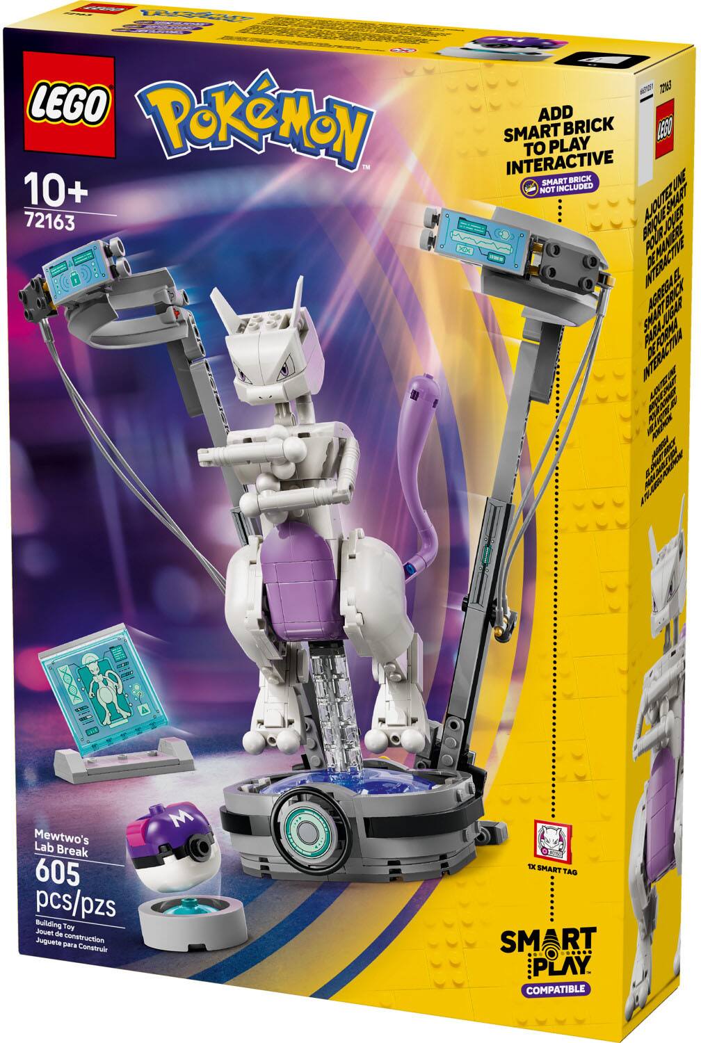 - LEGO Pokémon 10+ 72163
- Mewtwo's Lab Break
- 605 pcs/pzs
- Building Toy
- Jouet de Construction
- Juguete para Construir
- Add Smart Brick to Play Interactive
- Smart Brick Not Included
- Compatible with Smart Play