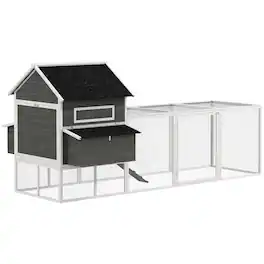 Pawhut - Wooden Chicken Coop for 4-6 Chickens, Backyard - Dark Gray