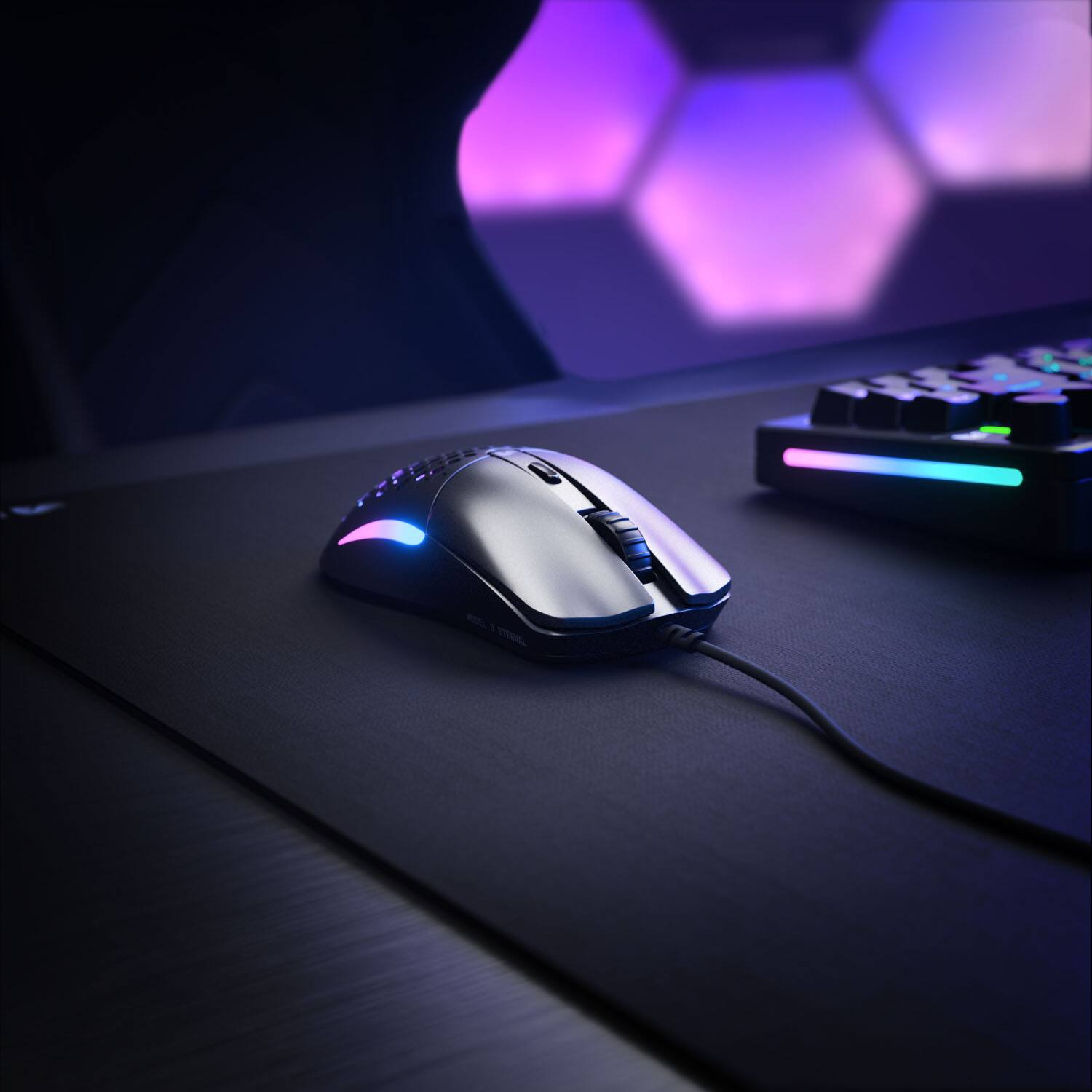 Alt View 5. Glorious - Model O Eternal Lightweight Wired Optical Gaming Mouse with Dual-Zone RGB Lighting - Matte Black.