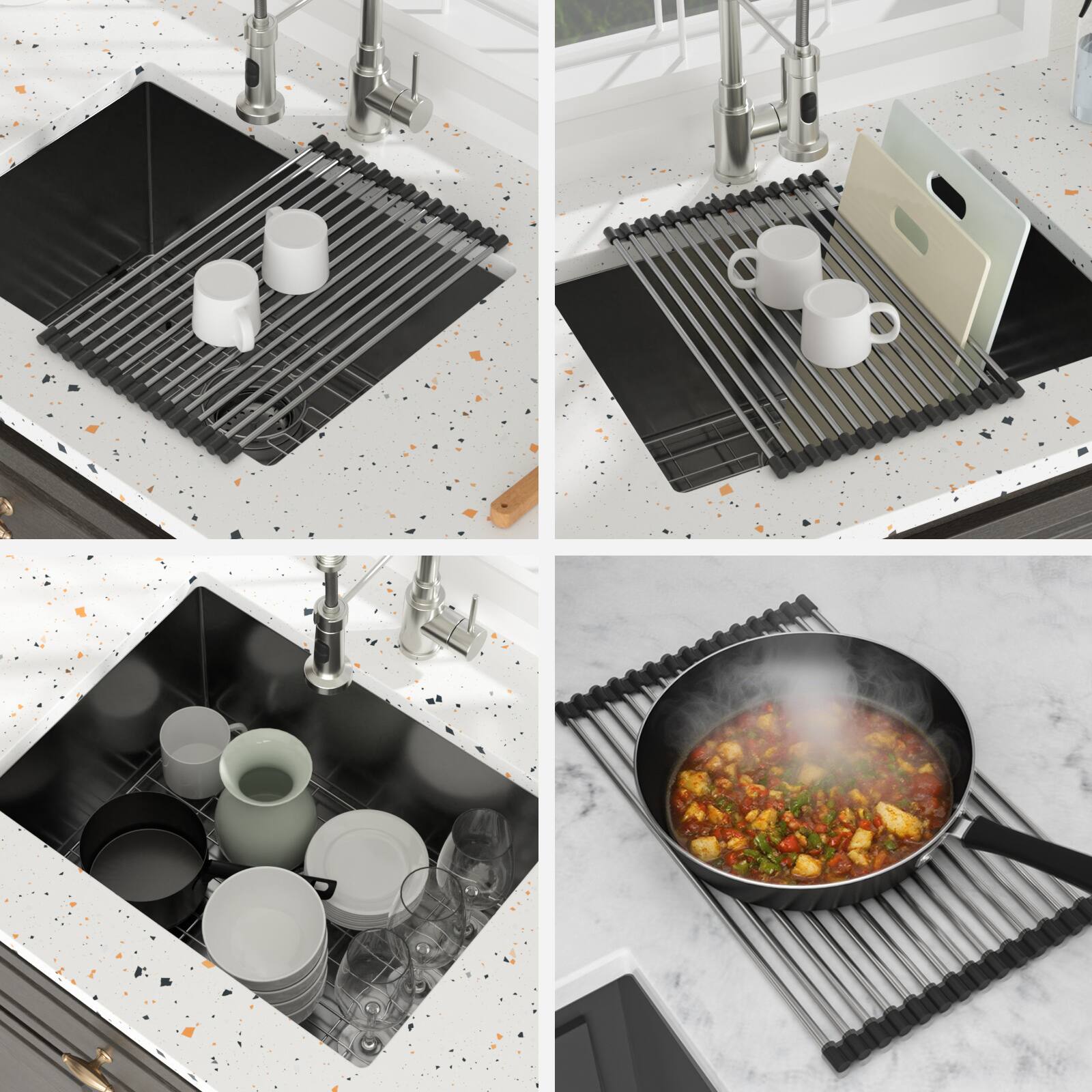 Back. APRILSOUL - 24 x 18 x 12In Undermount Gunmetal Black Laundry Utility Sink Deep Single Bowl 16Gauge Stainless Steel Laundry Tub Sinks - Gunmetal Black.