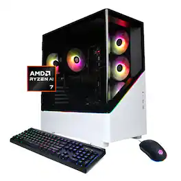CyberPowerPC - Gaming Desktop - AMD Ryzen 7 9700X - NVIDIA GeForce RTX 5060 Ti 8GB - 16GB DDR5 - 2TB PCIe 4.0 SSD - White