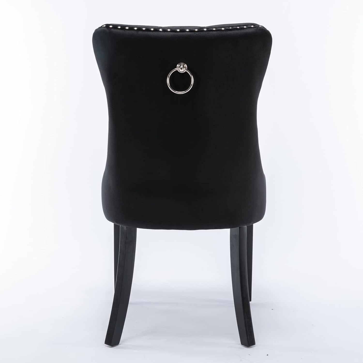 Alt View 3. Trinkets Crazed - Velvet Dining Chairs Set of 2, Upholstered High-end Tufted Dining Room Chair with Wood Legs Nailhead Trim for Kitchen - black.