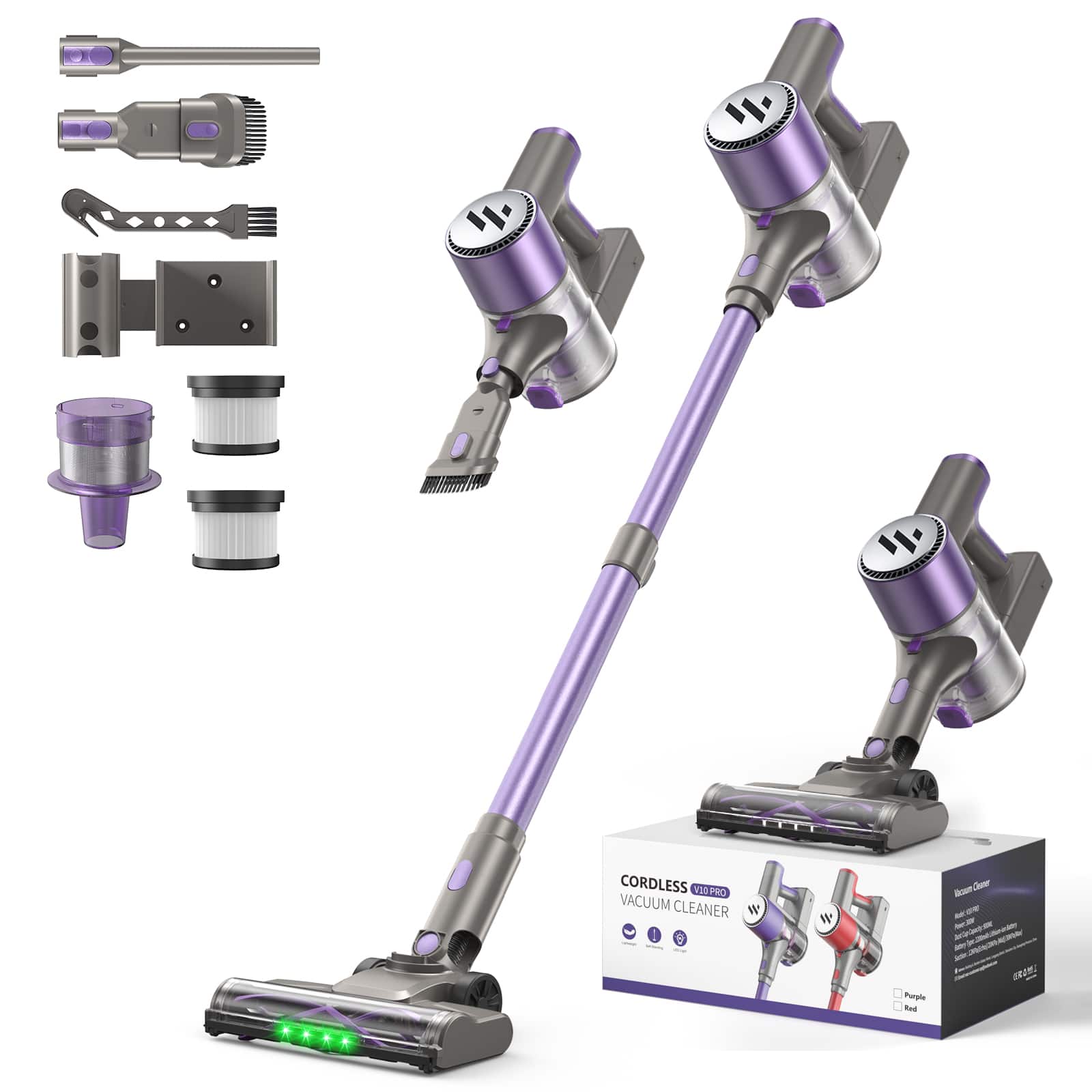 Teendow - 300W Cordless Stick Vacuum Cleaner, 50kPa Brushless Motor, 50-Min Runtime, for Carpet, Hard Floors & Pet Hair